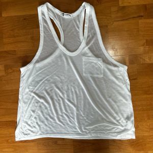T by ALEXANDER WANG white racer back tank top with pocket no size